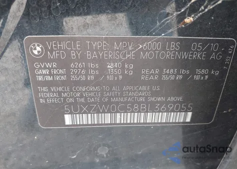 2011 BMW X5 xDrive35D z USA, uszkodzony, nr VIN 5UXZW0C58BL369055